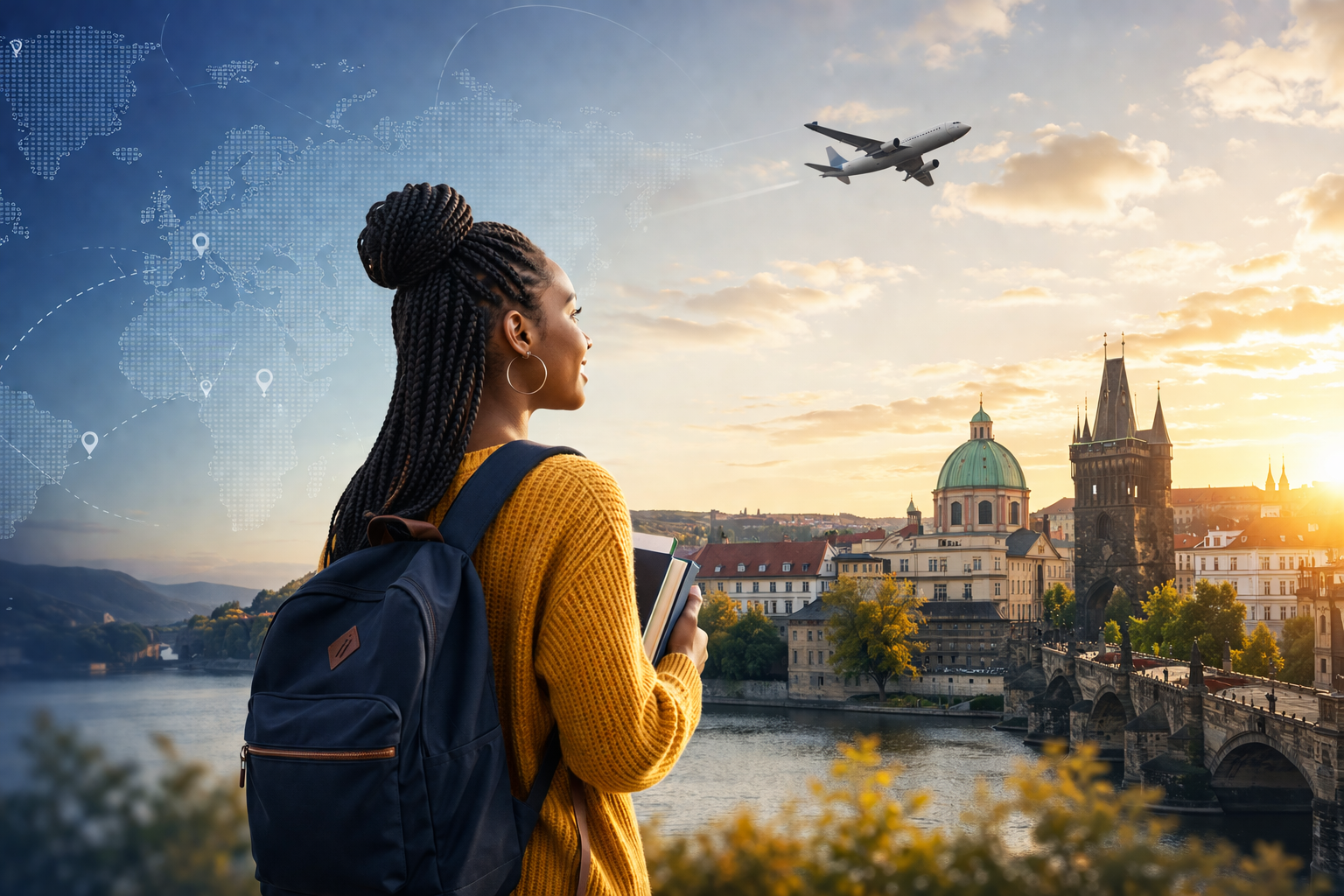 Student preparing for European university study